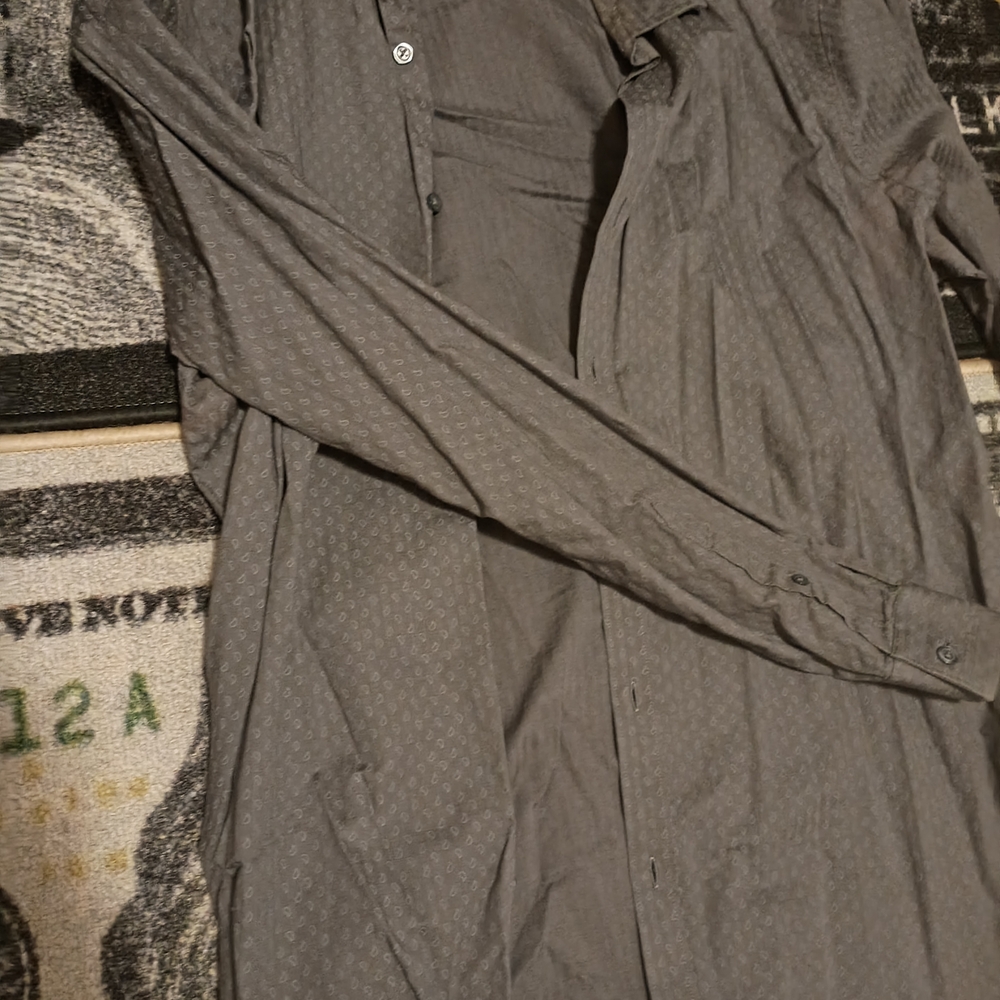 Marc Anthony Dark Gray Casual Button Down Shirt